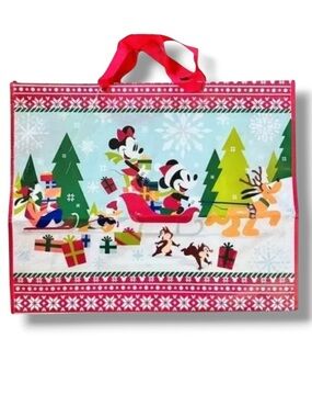 Disney Store Mickey & Friends Christmas Holiday Reusable Tote Extra Large Bag